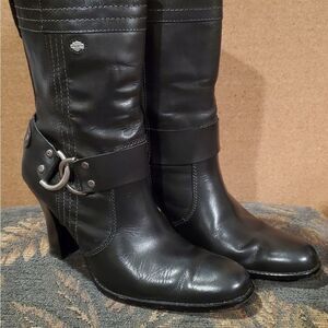 Black Leather Harley-Davidson Motorcycle Boots